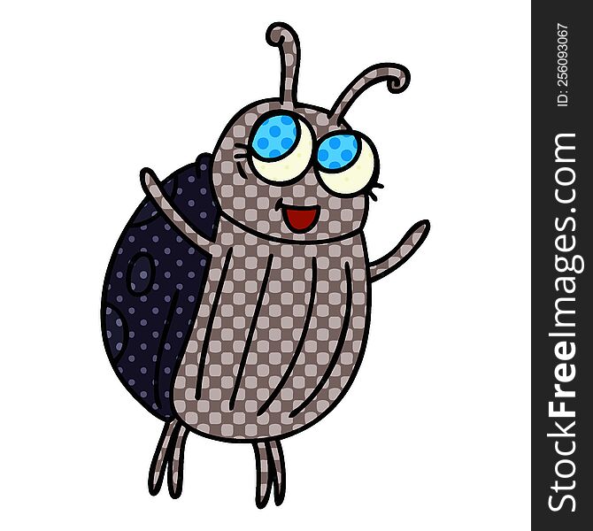 Quirky Comic Book Style Cartoon Happy Bug
