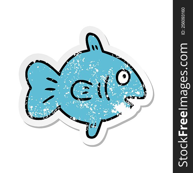 distressed sticker cartoon doodle of a marine fish