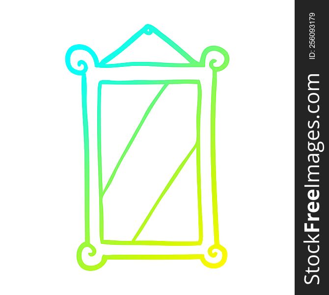 cold gradient line drawing of a framed old mirror