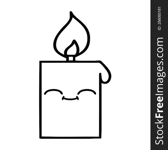 line drawing cartoon of a lit candle