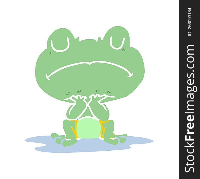 Flat Color Style Cartoon Frog In Puddle