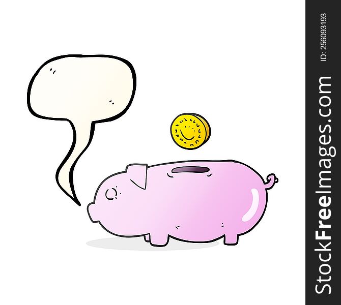 freehand drawn speech bubble cartoon piggy bank