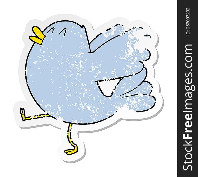 distressed sticker of a cartoon flapping bird