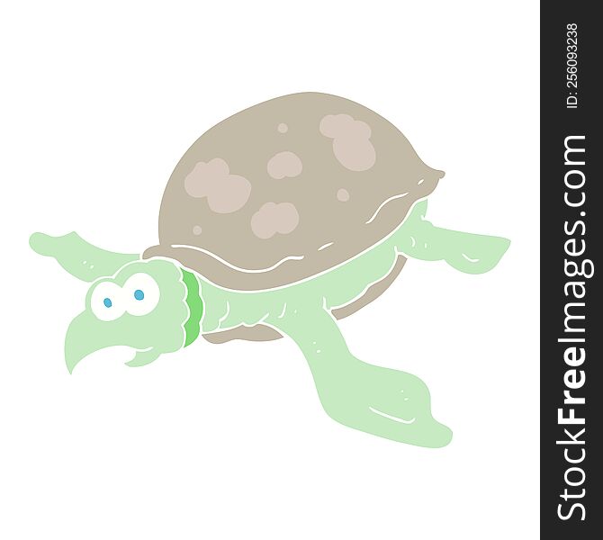 flat color illustration of a cartoon turtle