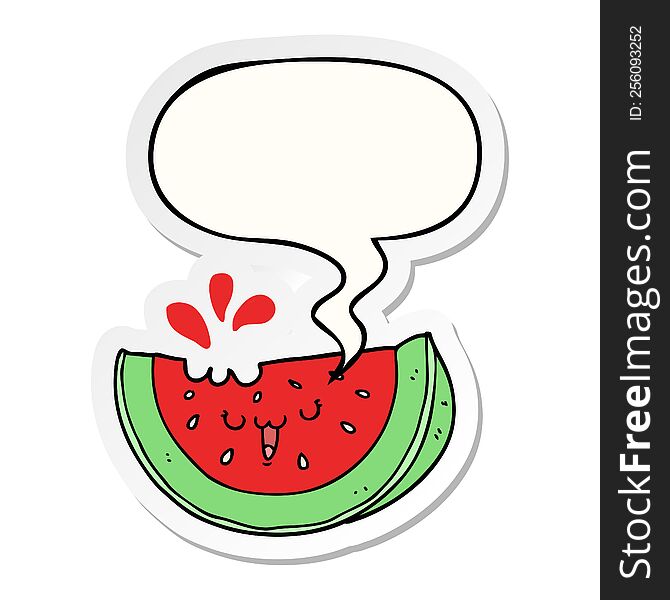 Cartoon Watermelon And Speech Bubble Sticker