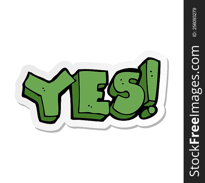 Sticker Of A Cartoon Yes Symbol