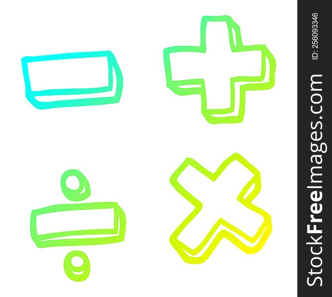 cold gradient line drawing cartoon math symbols