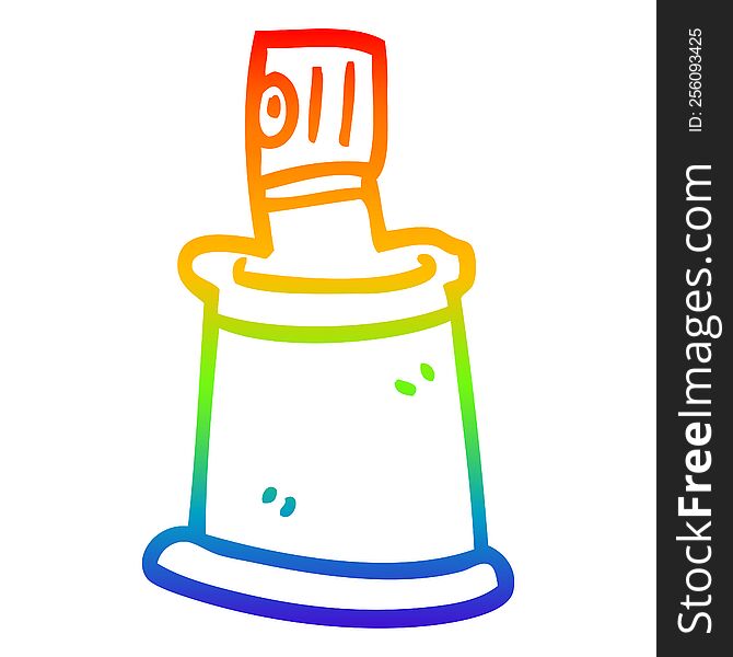 rainbow gradient line drawing of a cartoon aersol can