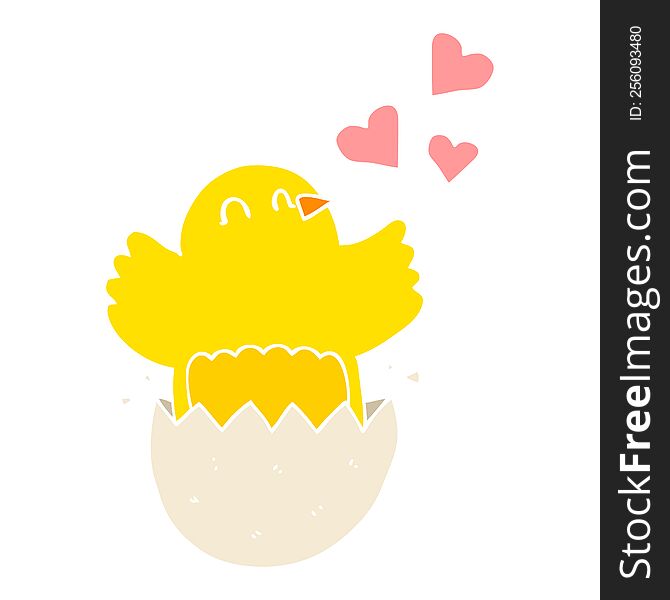 cute hatching chick flat color style cartoon