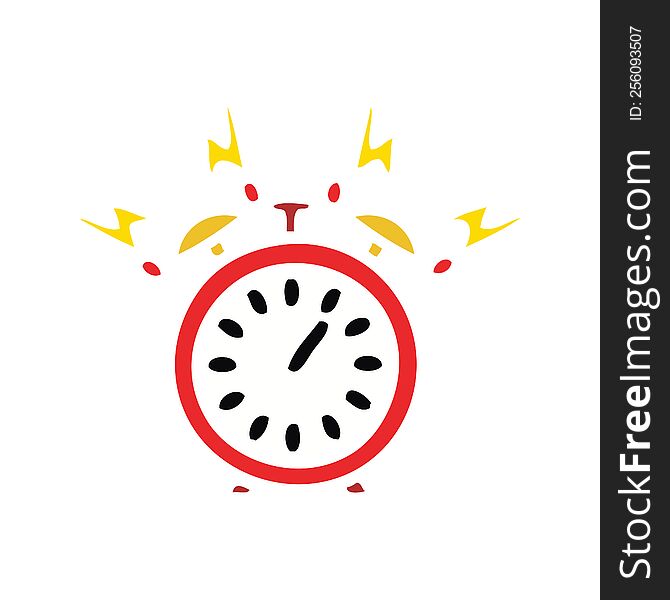 Flat Color Retro Cartoon Ringing Alarm Clock