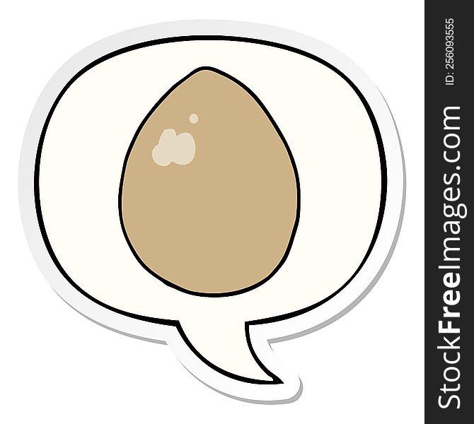 Cartoon Egg And Speech Bubble Sticker