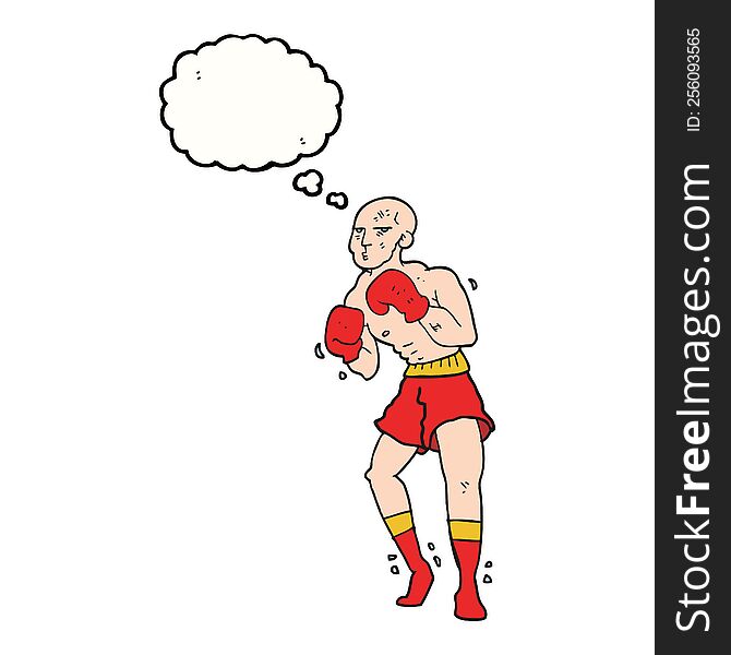 freehand drawn thought bubble cartoon boxer