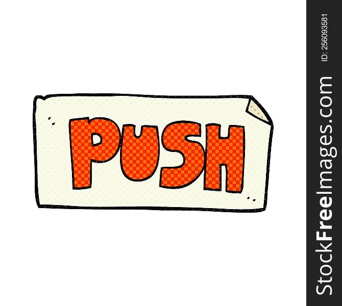 freehand drawn cartoon push door sign