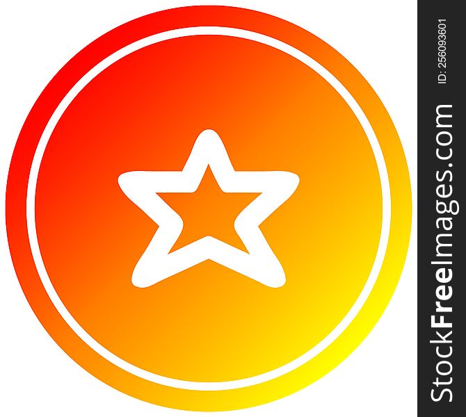 star shape circular icon with warm gradient finish. star shape circular icon with warm gradient finish