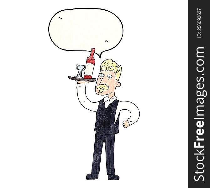 freehand speech bubble textured cartoon waiter