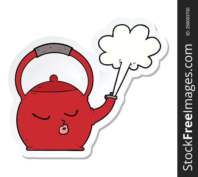 sticker of a cartoon boiling kettle