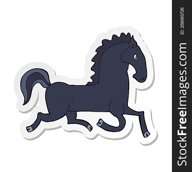 sticker of a cartoon running black stallion