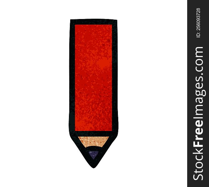 Retro Grunge Texture Cartoon Red Pencil