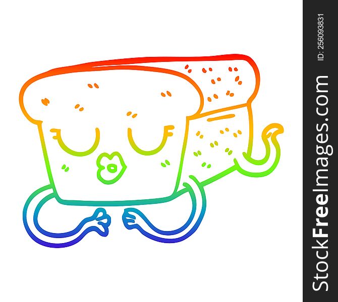 rainbow gradient line drawing of a cartoon loaf of bread