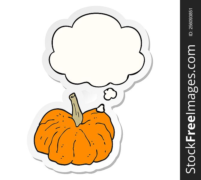 cartoon squash with thought bubble as a printed sticker