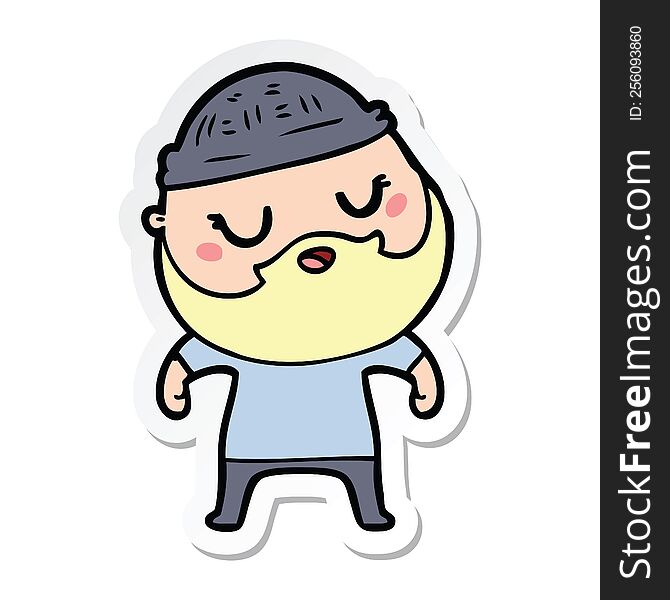 sticker of a cute cartoon man with beard