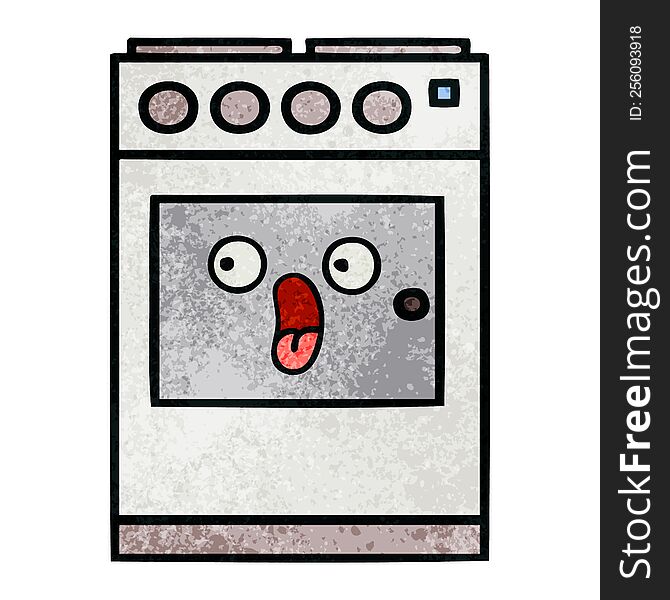 Retro Grunge Texture Cartoon Kitchen Oven