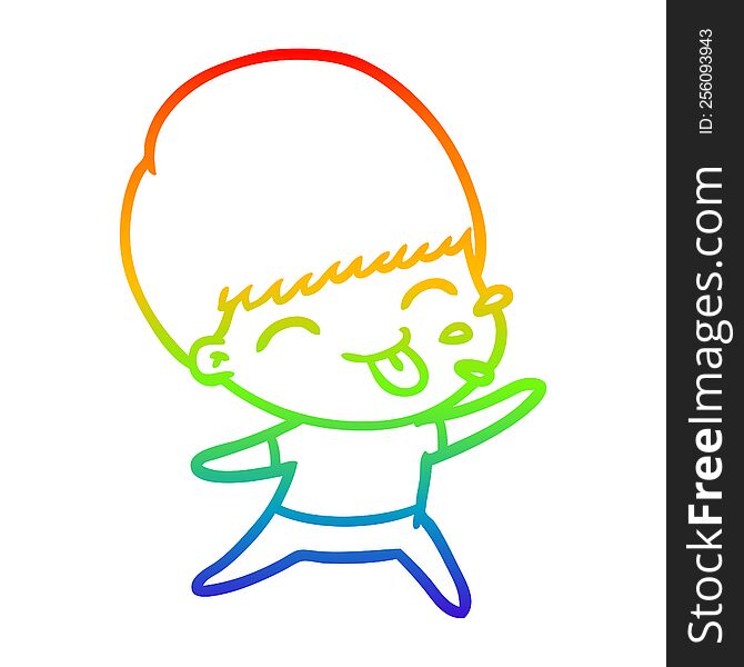 Rainbow Gradient Line Drawing Cartoon Rude Man