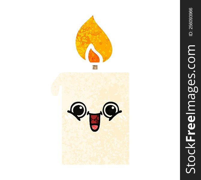 Retro Illustration Style Cartoon Lit Candle