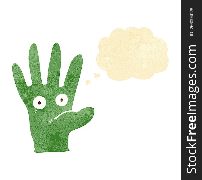 Cartoon Hand With Eyes With Thought Bubble