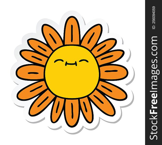 Sticker Of A Quirky Hand Drawn Cartoon Flower