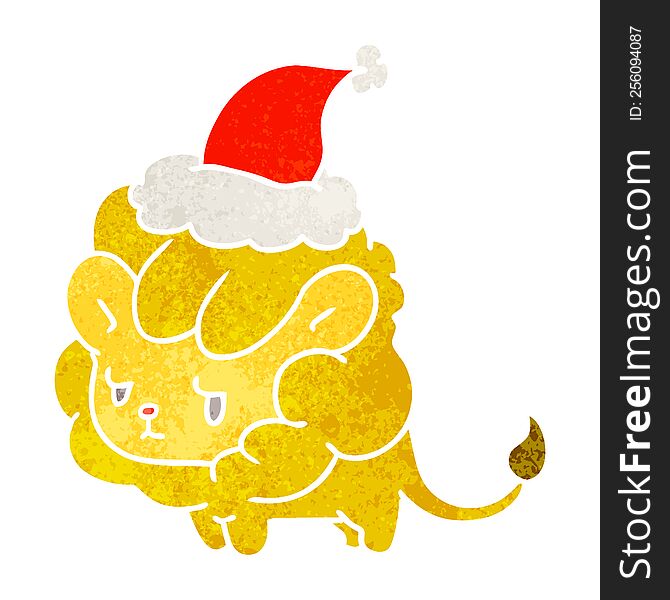 Christmas Retro Cartoon Of Kawaii Lion