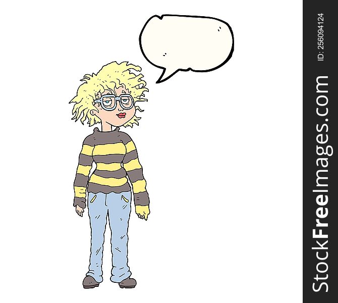 Speech Bubble Cartoon Geeky Girl