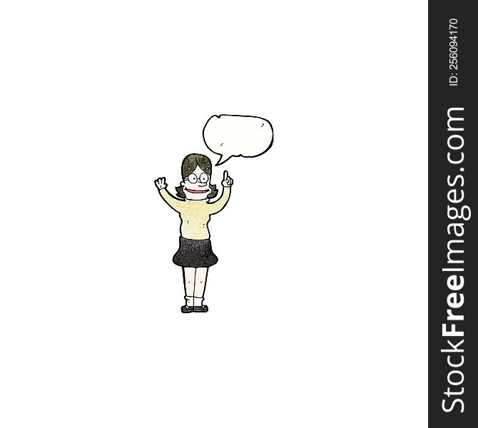 cartoon clever woman with speech bubble