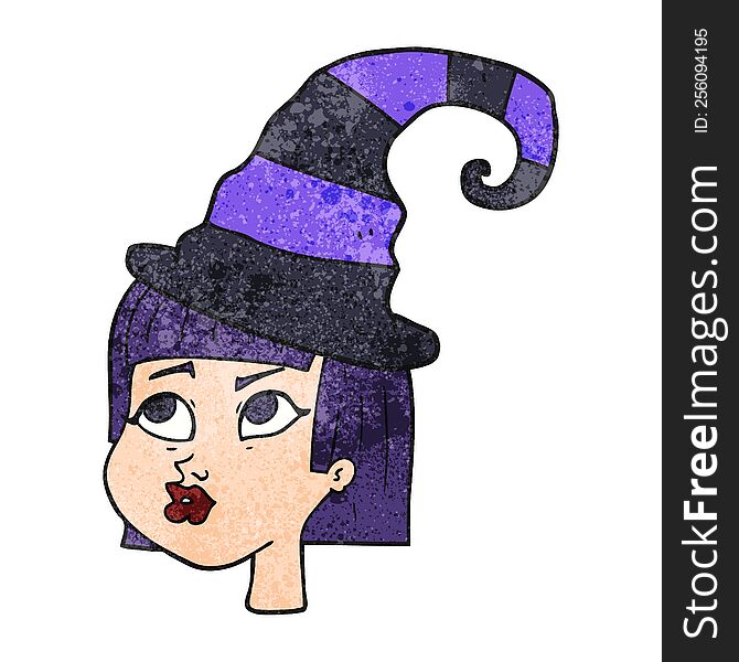 freehand textured cartoon witch