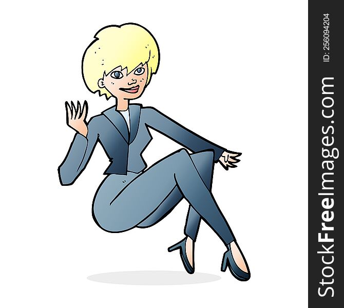 cartoon businesswoman sitting