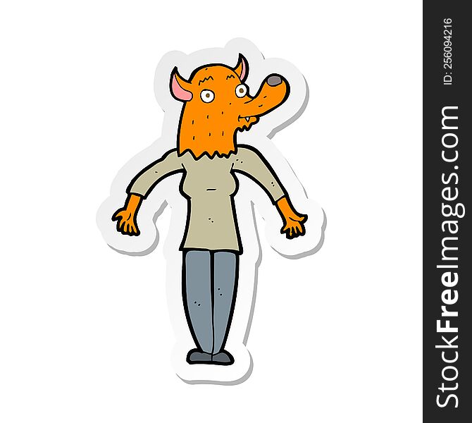 sticker of a cartoon fox woman