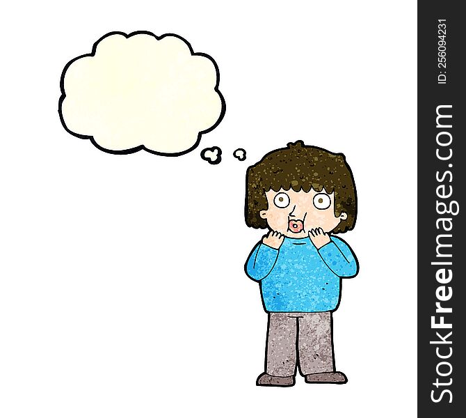 Cartoon Worried Boy With Thought Bubble