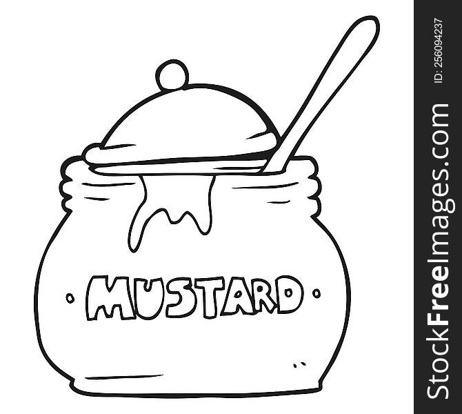 Black And White Cartoon Mustard Pot