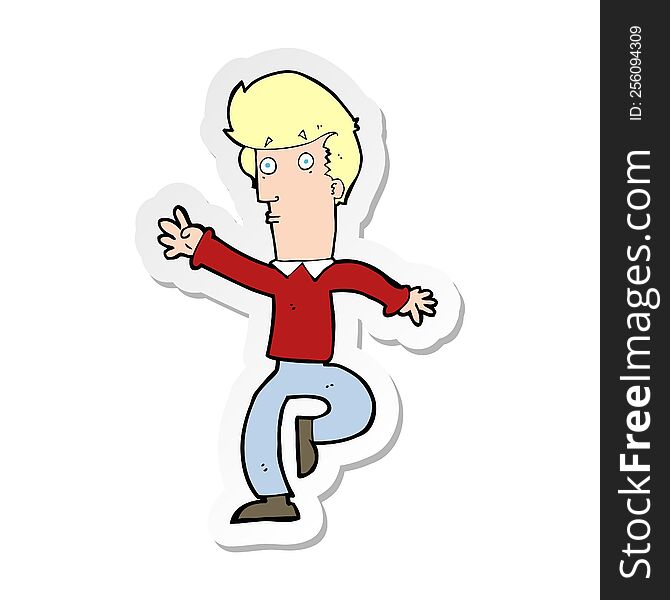 sticker of a cartoon rushing man