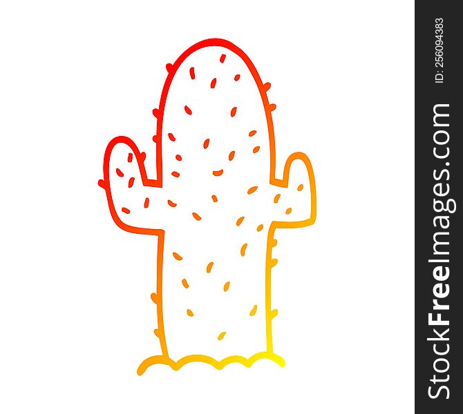 Warm Gradient Line Drawing Cartoon Cactus