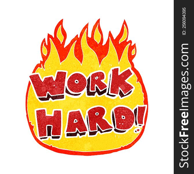 retro cartoon work hard symbol