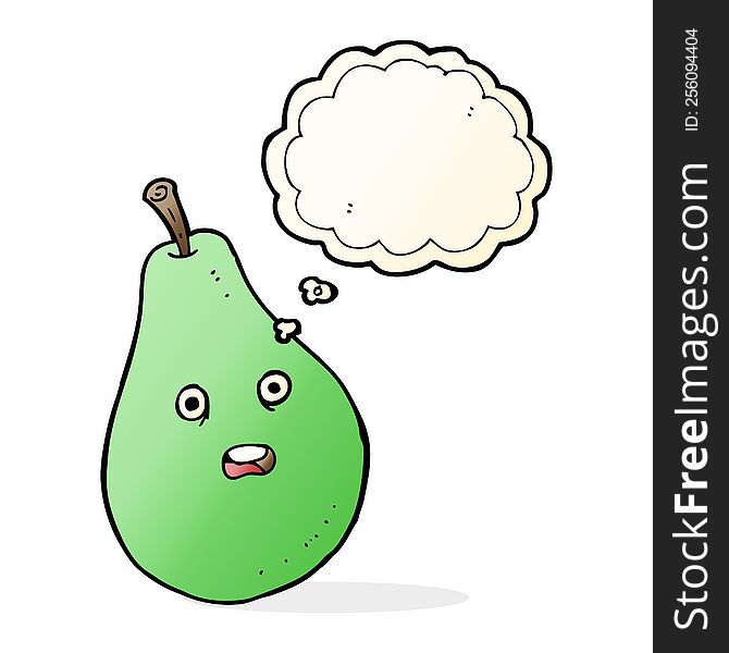 Cartoon Pear With Thought Bubble