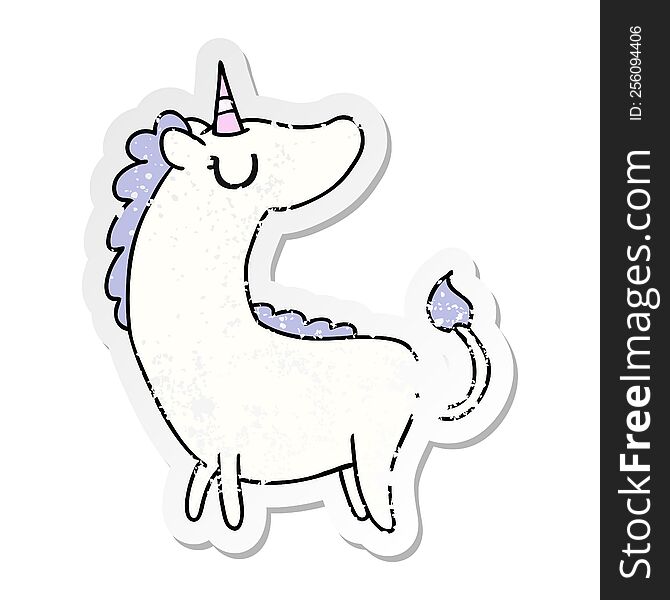 Distressed Sticker Cartoon Of Cute Kawaii Unicorn