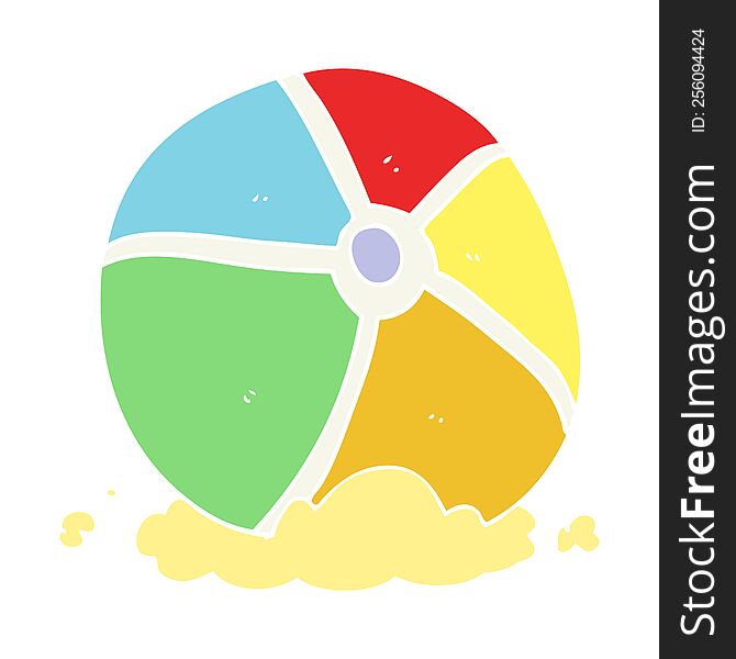 flat color illustration of a cartoon beach ball