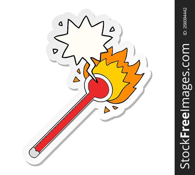 Cartoon Thermometer And Speech Bubble Sticker