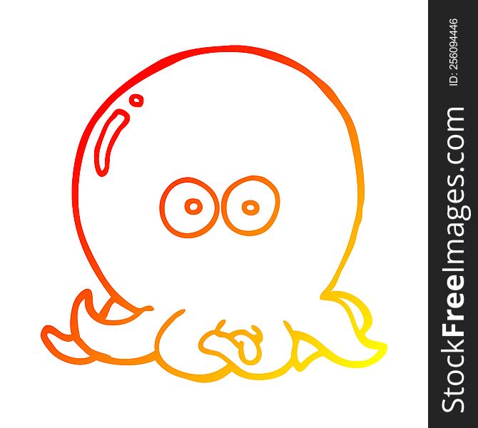 warm gradient line drawing of a cartoon octopus