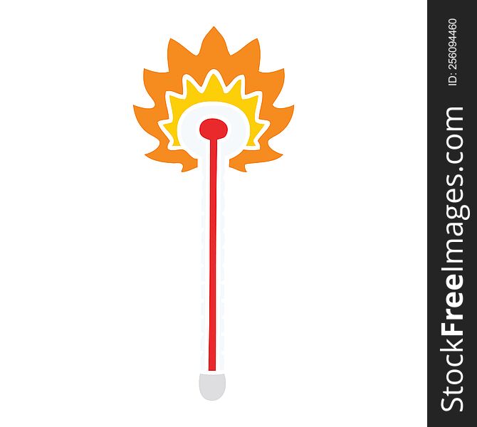 hand drawn quirky cartoon hot thermometer. hand drawn quirky cartoon hot thermometer