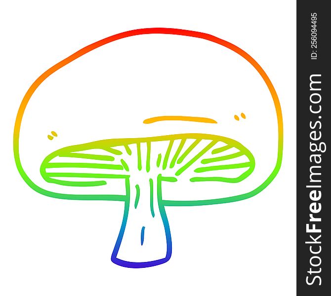 rainbow gradient line drawing of a cartoon chestnut mushroom