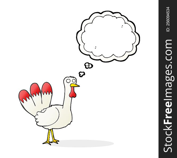 freehand drawn thought bubble cartoon turkey
