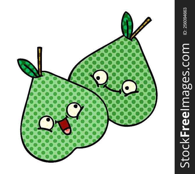 Comic Book Style Cartoon Green Pear